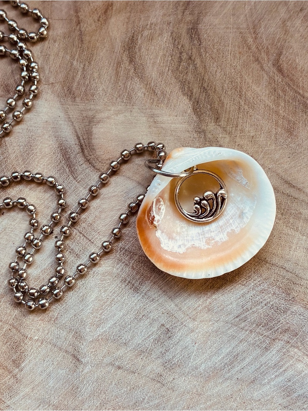 Wildwood NJ Seashell Necklace Real Beach Shell Wave Charm Coastal Jewelry Rare